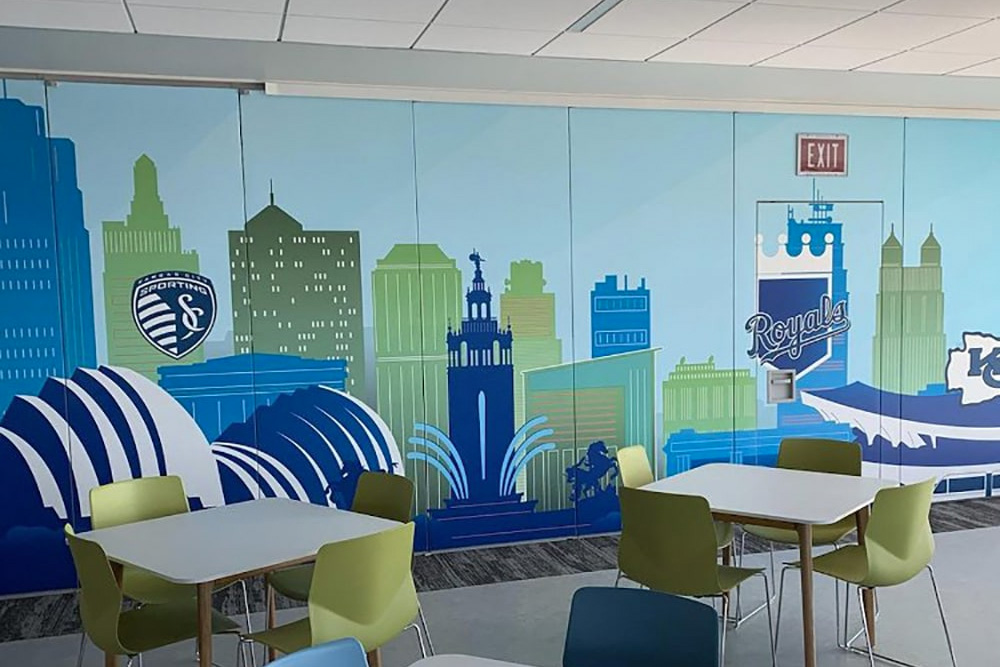 Modernfold Acousti-Seal operable walls with custom graphics.