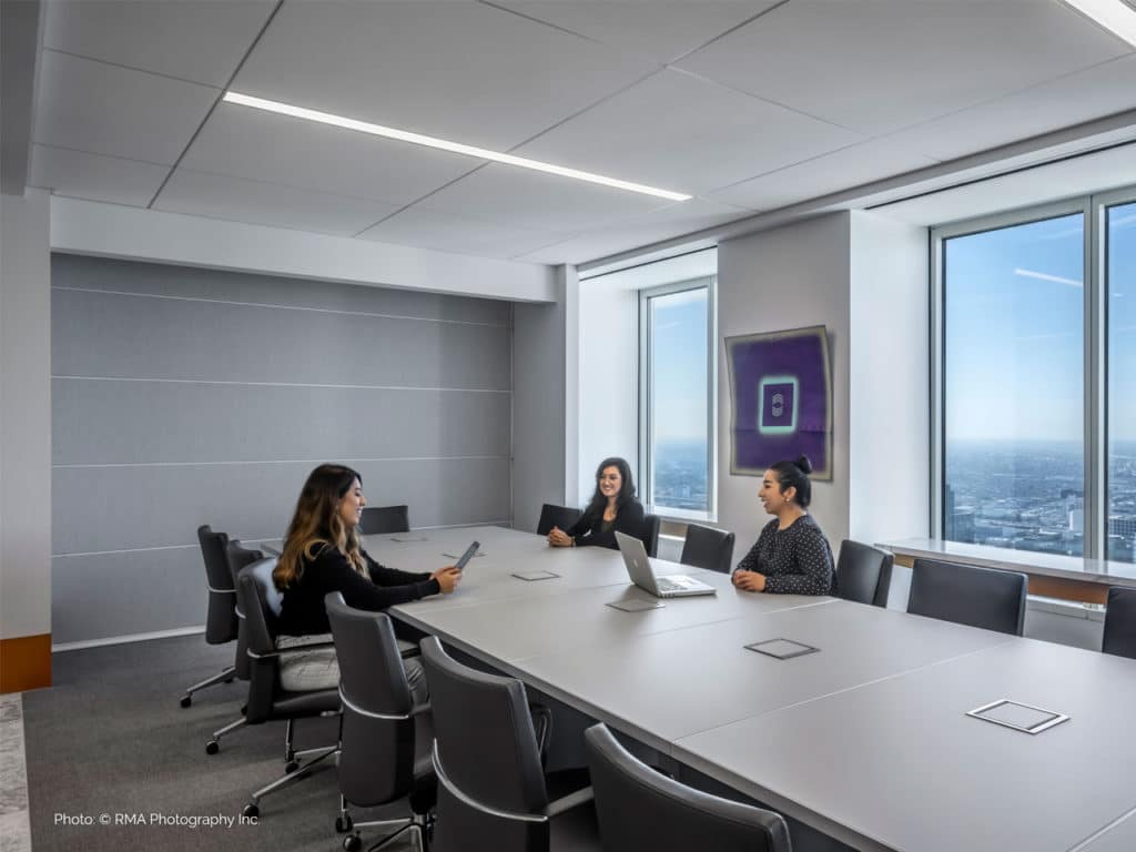 Skyfold Zenith in a conference room, fully extended