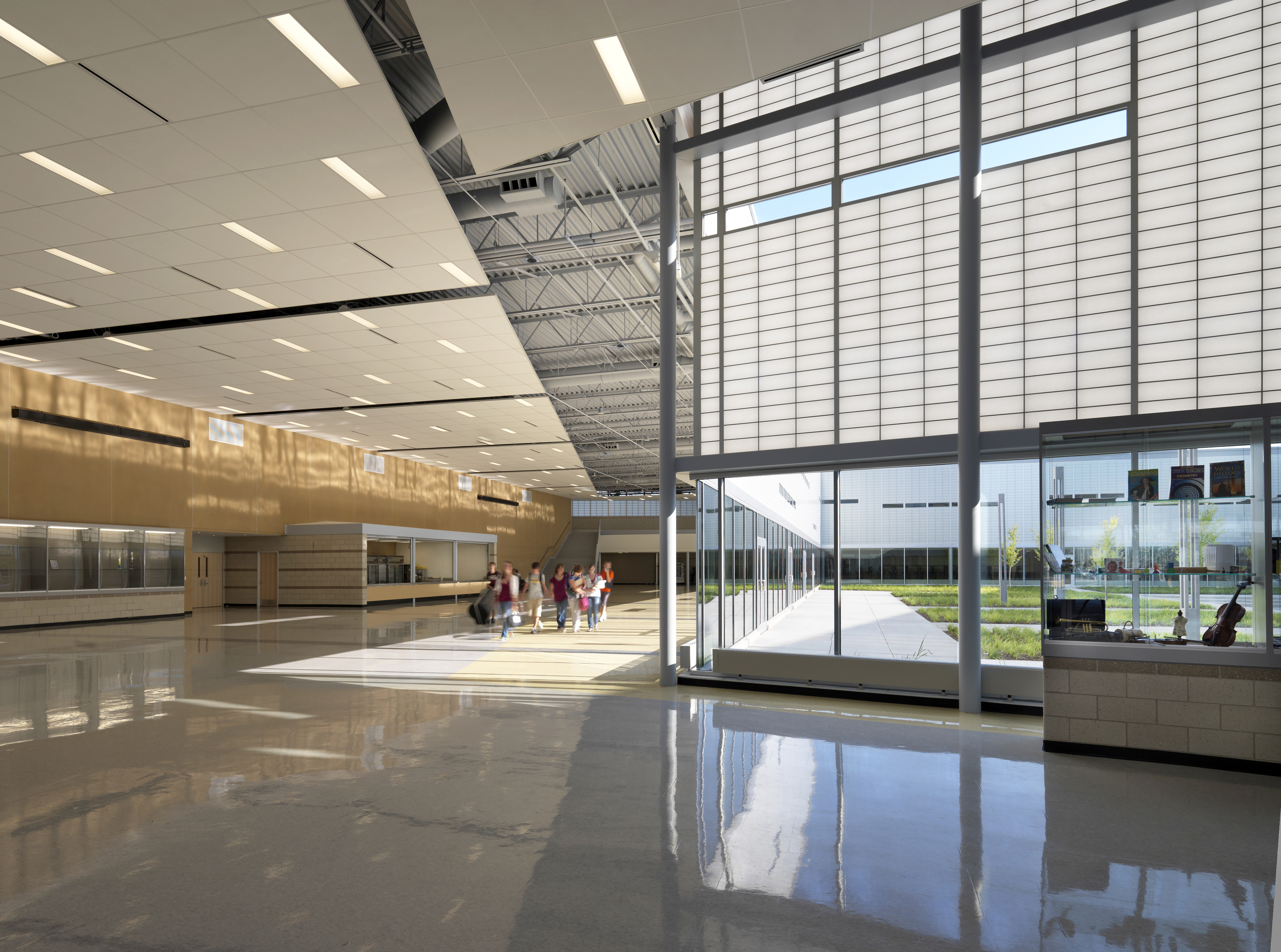 High school hallway with Kalwall translucent facade.