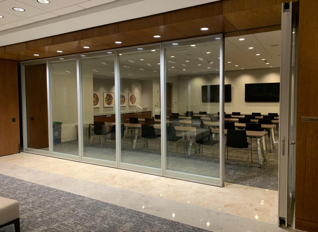Modernfold Acousti-Clear in an office conference room.