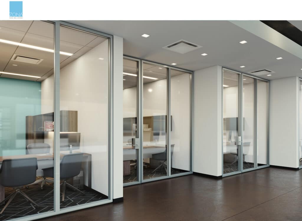 Zona glass wall system in an office.