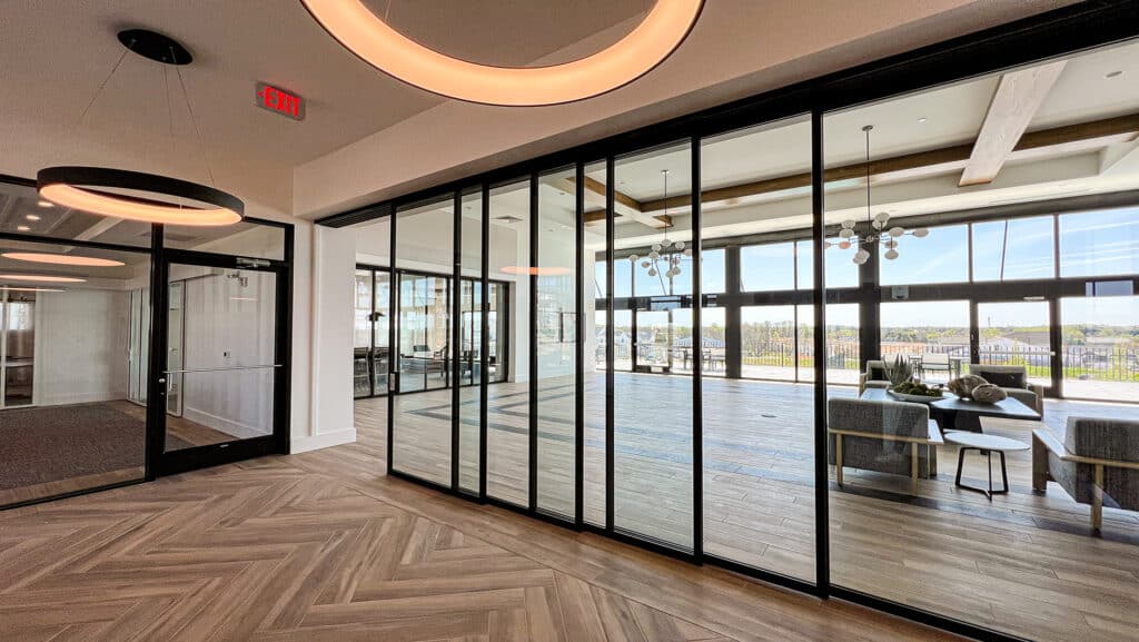 ZONA glass operable walls in an all-purpose room.